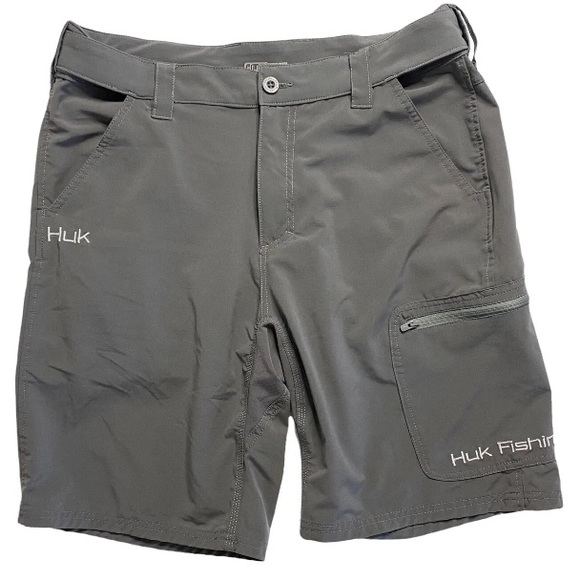 HUK Other - Huk Performance Fishing Shorts Mens Large Gray Cargo Vented Elastic Waist